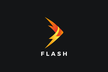 Flash Arrow Logo Abstract design Vector template. Energy Power Lightning Bolt Logotype concept icon. - 664872852