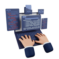 3d icon Typing code, 3d illustration, 3d element, 3d rendering.