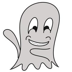 A cute ghost that flies above the ground for Halloween