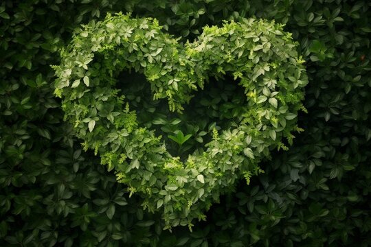 A Heart-shaped Formation Made Of Intertwined Green Plants. Generative AI