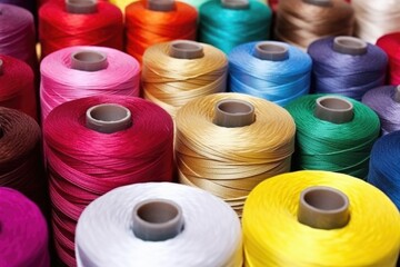 close-up of spools of thread in various colors