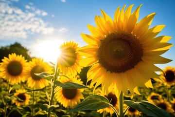 sunflowers turning towards the sunlight