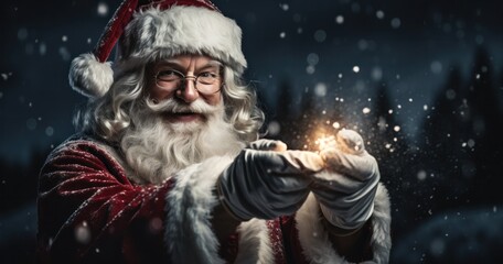 Obraz premium Santa Claus on Christmas, the magic of the holiday, Generative AI