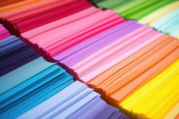 close-up of colorful construction paper on a production line