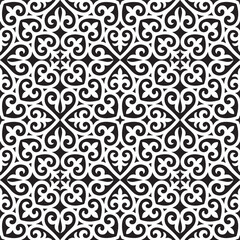 Kazakh ornaments. Seamless traditional carpet patterns of Kazakhs. Background, texture, design life of nomads. Ancient Turkic ornaments. Customs and traditions of Kazakhstan. Decorative art of nomads