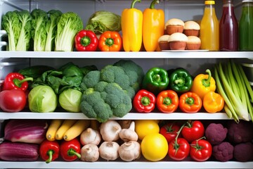 a fully stocked fridge full of fresh fruits and vegetables