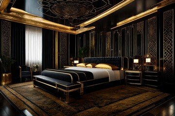 luxury hotel bedroom - obrazy, fototapety, plakaty