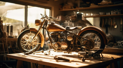 A Mechanic Woman Meticulously Restoring A Vintage Motorcycle