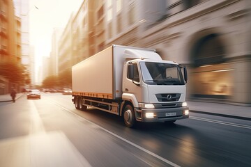 Motion Delivery Truck On Road With Motion Background