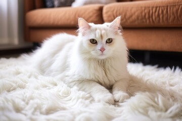 Obraz premium comforting sight of a cat sitting on a soft rug