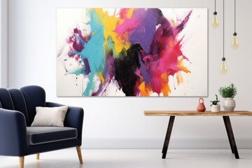 a colorful piece of abstract wall art on a white wall