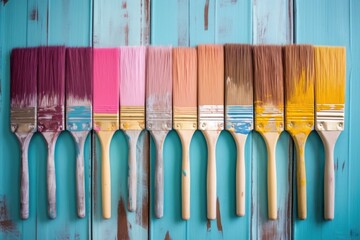 row of paintbrushes with different shades of faux paint