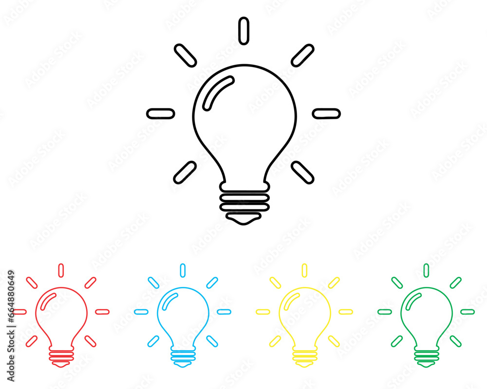 Poster bulb lamp icon vector. idea bulb icon sign symbol in trendy flat style. set elements in colored icon