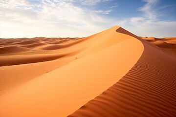 Fototapeta na wymiar Rolling orange sand dunes and sand ripples.