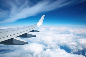 Obraz premium an aircraft wing over a cloudy sky