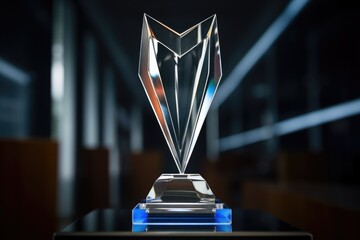 glass award trophy with light reflections - obrazy, fototapety, plakaty