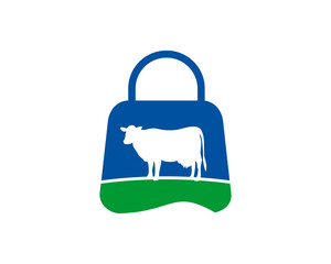 Cattle silhouette inside the shopping bag logo