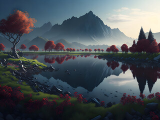 sunrise over the lake