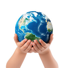 Two hands holding planet earth