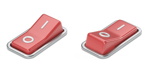 Red plastic switch on and off button 3D