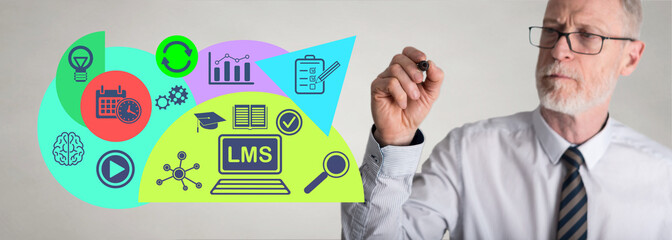 Businessman drawing lms concept