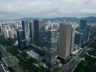 Fototapeta na wymiar Shenzhen ,China - June 05,2022: Aerial view of landscape in Shenzhen city, China