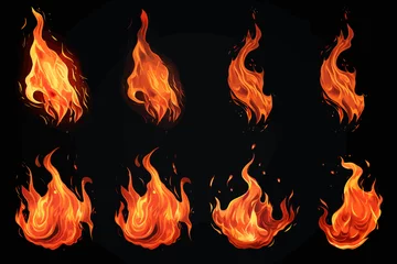 Fotobehang fire set vector isolated vector style illustration © Zaharia Levy