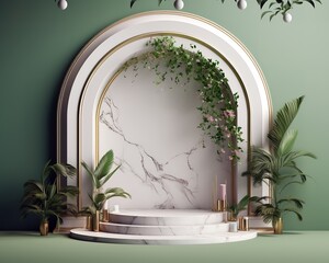 background for your product promotions decorated with vines and marble stones.