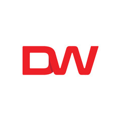 this is an initial logo of letter DW in bright red color in bold modern style