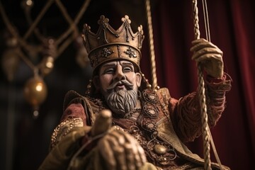 elaborately detailed marionette dressed as a king