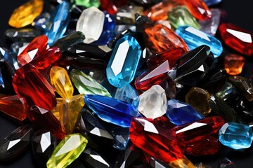 fake plastic jewels spilled from a masculine - obrazy, fototapety, plakaty