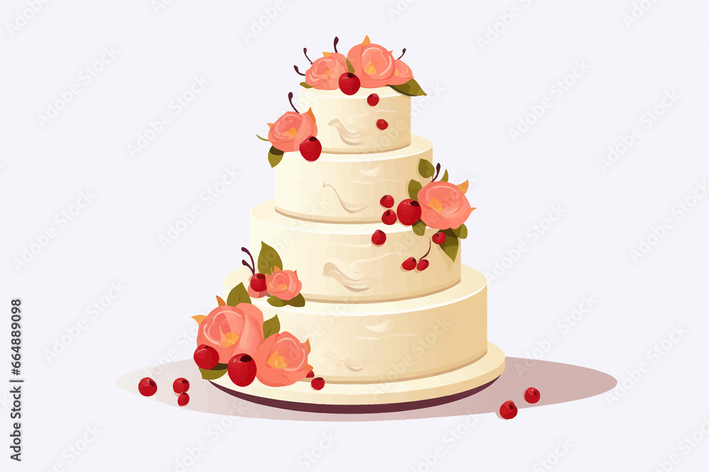 Wall mural wedding cake vector flat minimalistic isolated vector style illustration