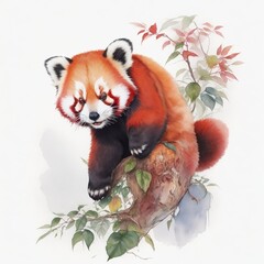 Obraz premium red panda eating bamboo leaves