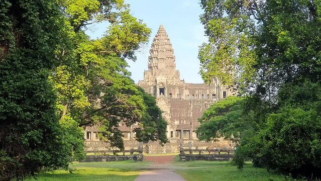Cambodia. Angkor Wat temple. Entrance to the temple from the east side. Siem Reap province.