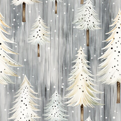 Seamless pattern with winter abstract snowy trees background,ai generative