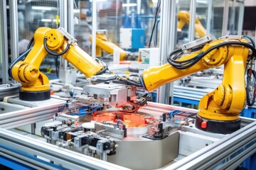 a robotics arm assembling watches in a factory