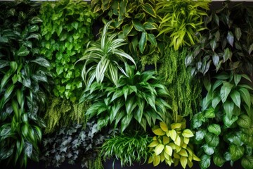 Fototapeta premium indoor vertical green wall with various plants