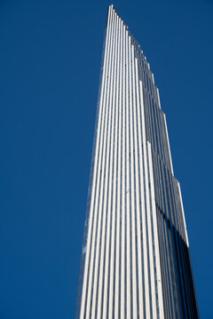New York, NY, USA - June 4, 2022: The top part of 111 West 57th Street, designed by SHoP Architects.
