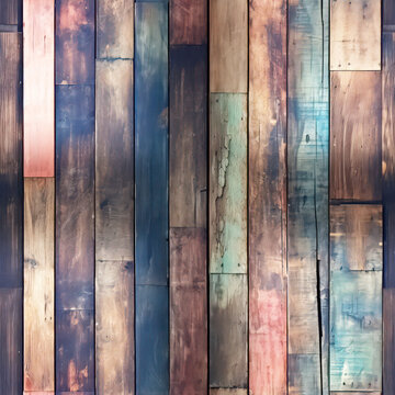 Seamless Decorative shabby wood color plank background, ai generative pattern