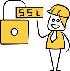 Doodle Engineer and SSL Key Illustration
