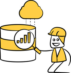 Doodle Engineer and Server Analytics Illustration
