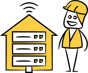 Doodle Engineer and Home Server Illustration
