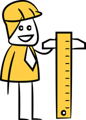 Doodle Engineer and Ruler Illustration
