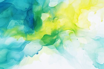 Fototapeta na wymiar Watercolor Abstract Background in Blue, Green, White, and Yellow