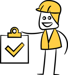 Doodle Engineer and Check Mark Illustration
