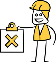 Doodle Engineer and Wrong Mark Illustration
