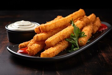 Fototapeta premium mozzarella sticks with the stringy cheese visible