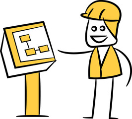 Doodle Engineer Monitoring Machine Illustration
