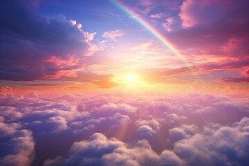 Spectacular Sunset Rainbow Above the Clouds