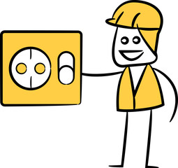 Doodle Engineer and Switch Illustration
